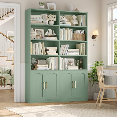 FACBOTALL Bookshelf and Bookcase with Doors, Double Wide Large Bookshelves - Image 2