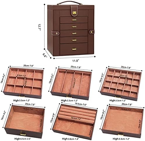 AKOZLIN 6-Tier Jewelry Box Organizer 5 Drawers Storage Extra Large Brown - Image 3
