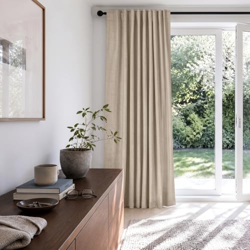 Linen Textured Blackout Sliding Door Curtains 108 Inches Long, Oatmeal - Image 6