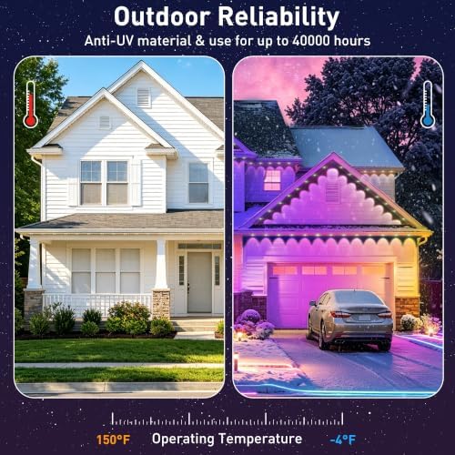 LITSOUL 400FT Permanent Outdoor Lights for House RGB+IC, Chasing Effect Smart RGB+IC Eave LED Lighting with 16 Million Colors, Waterproof Outdoor Strip Lights for Christmas Halloween Holiday Daily - Image 6