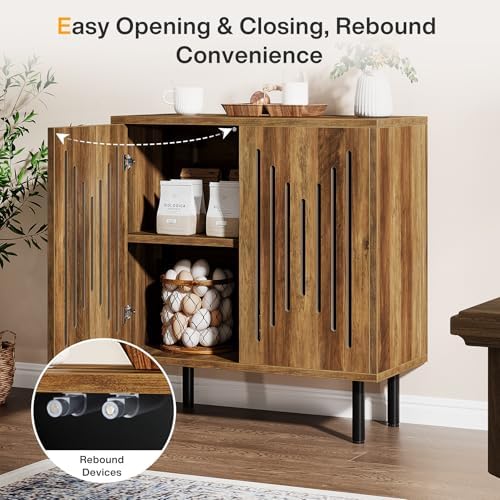Tribesigns Set of 2 Sideboard Buffet with Storage, 59" Buffet Sideboard Cabinet with Adjustable Shelves, Accent Storage Cabinet for Living Room, Rustic Brown - Image 5