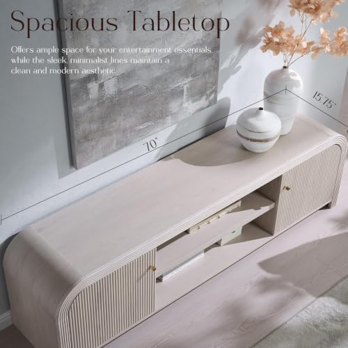 T4TREAM 70" Modern Fluted TV Stand with Storage, Alder White - Image 5