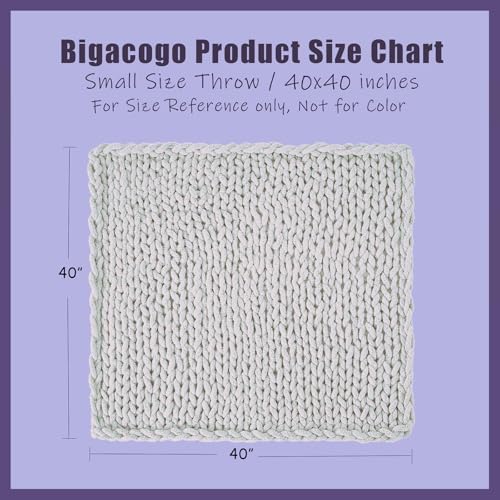 Bigacogo Chunky Knit Throw Blanket for Couch, 40x40 inches, Mint - Image 2