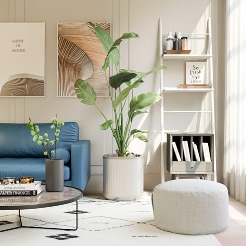 15 Inch Self-Watering Planter for Indoor Plants – Large Modern Plant Pot with Built-In Water Reservoir, Ideal for Monstera, Fiddle Leaf Fig, Palms & Peace Lily, Without Trellis (2, Cream White) by Unknown