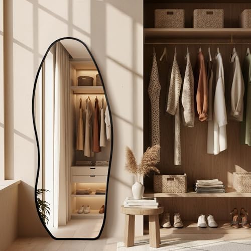 Dorlicecass Mirror Full Length - Irregular Full Body Mirror Standing or Leaning or Wall Hanging 63"x 24" Asymmetrical Aviation Aluminum Alloy Frame Unique for Bedroom, Living Room, Cloakroom, Entryway - Image 3