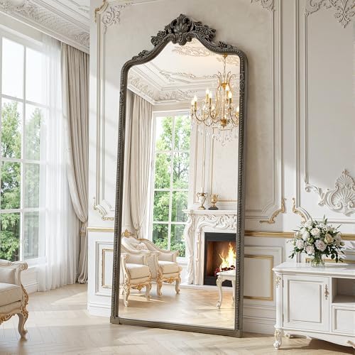 71"x32" Bronze Arched Full Length Mirror with Stand,Leaning or Hanging by WISSMIELSHOME