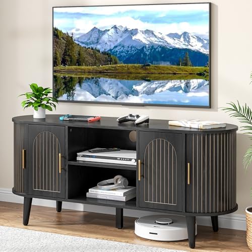 51"Fluted TV Stand for Tvs up to 60" Entertainment Center with Open Storage by Mxtxmy