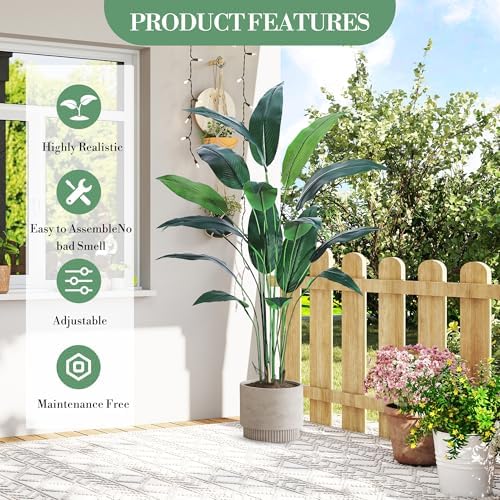 6FT Artificial Bird of Paradise Tree, Realistic Silk Faux Plant with 17 Trunks, Tall Fake Floor Plant for Indoor & Outdoor Home Décor - Image 3