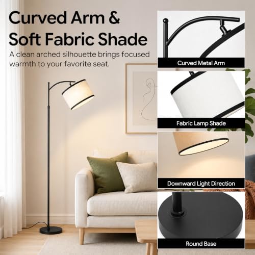 BySea Dimmable Arc Floor Lamp, Adjustable Over Couch Lamp, Remote Control - Image 5