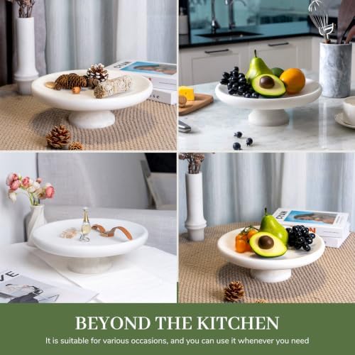 Koville Natural African Marble Fruit Bowl, 11 Inch Decorative Pedestal Bowl, Handmade Stone Centerpiece Bowl for Kitchen Counter, Coffee Table & Dining Table, Modern Home Decor - Image 5