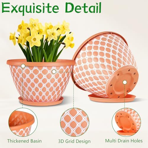 Nooulap 8 Inch Plant Pot, 6 Pack Small Flower Pots - Image 5
