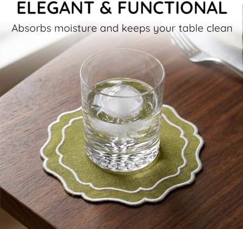 Linen Coasters for Drinks Set of 6, Oliver - Image 5