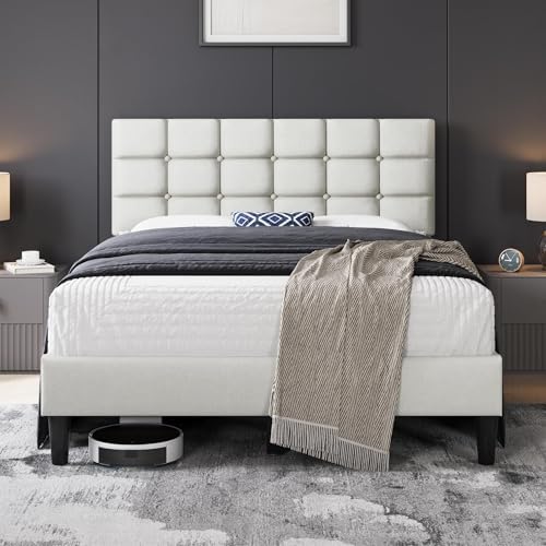Yaheetech Full Size Upholstered Tufted Bed Frame with Headboard by Yaheetech