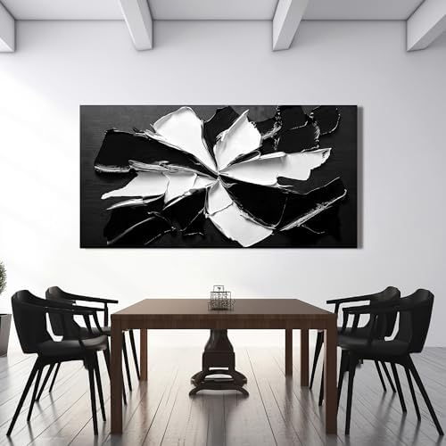 Abstract Wall Art Decorations Modern Large Wall Art for Living Room Abstract Canvas Art Wall Decor Oversized Black and White Wall Art Prints Flowers Artwork for Walls Office Home Decor 29" X 58" - Image 2