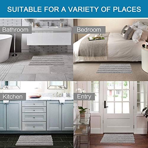 H.VERSAILTEX Bath Mats for Bathroom Non Slip Extra Thick Chenille Striped Bath Rug 24" x 36" Absorbent Non Skid Fluffy Soft Shaggy Rugs Washable Dry Fast Plush Mats for Indoor, Bath Room, Tub - Dove - Image 6