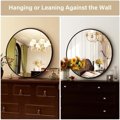 HARRITPURE 24 Inch Round Mirror Black Circle Bathroom Mirror - Image 7