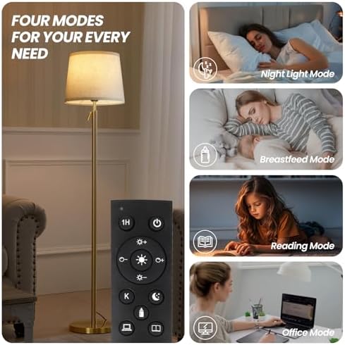 Floor Lamp Height Adjustable with Remote Control for Living Room Gold - Image 4