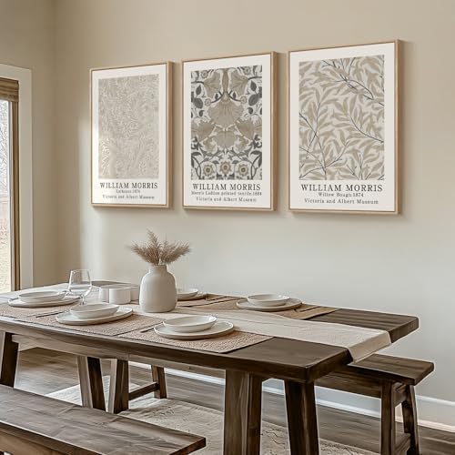 Large Framed Vintage William Morris Canvas Wall Art Set of 3, 30x60 In - Image 2