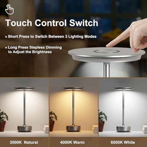 2 Pack Cordless Table Lamps Rechargeable, 5000mAh LED Table Light - Image 2