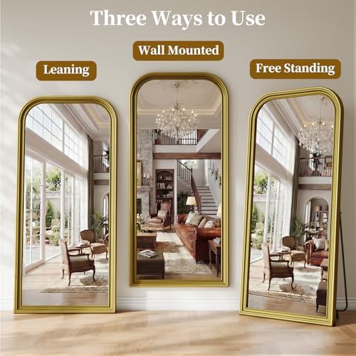71"x32" Full Length Mirror with Stand, Arched PU Frame - Image 7