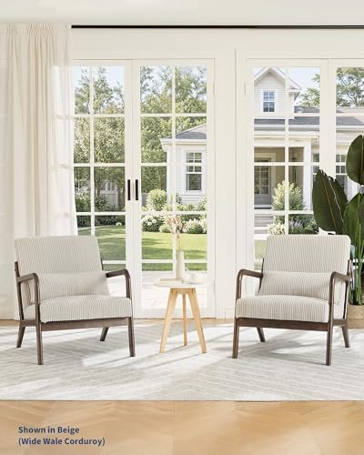 Garvee Mid Century Accent Chair, Upholstered Armchair with Lumbar Pillow - Image 5