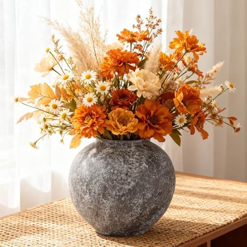 Rustic Ceramic Vintage Farmhouse Vase for Decor (Small Brush Black) by RusticFarmhouseVaseforHome