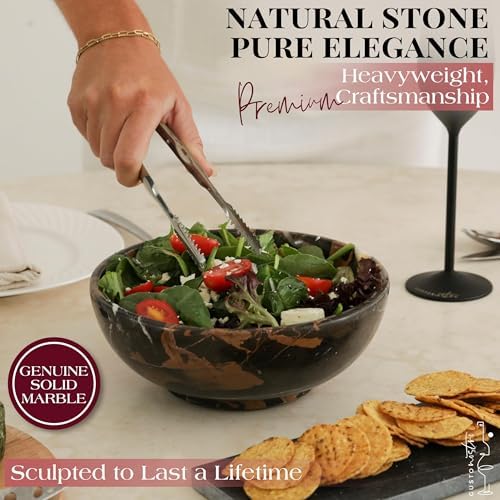 Gusto Nostro 8" Luxury Black Marble Decorative Bowl for Coffee Table - Elegant Decorative Fruit Bowl for Kitchen Counter - Heavy Stone Entryway Catch All for Keys, Potpourri Holder Centerpiece, Medium - Image 6