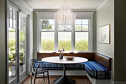 TOCHIC Modern Farmhouse Chandelier for Dining Room 21", Small Vintage White Wood Chandeliers Light for Living Room, Rustic Pendant Lighting Fixture Ceiling Hanging for Foyer Bedroom Entryway - Image 4