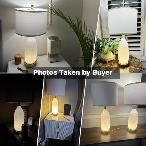 Rinweey 26" Modern Clear Glass Table Lamp Nightstand Lamp with USB A+C Ports & AC Outlet,Bedside Lamps with 3-Way Dimmable Touch Control Night Light for Bedroom Living Room,Single White - Image 6