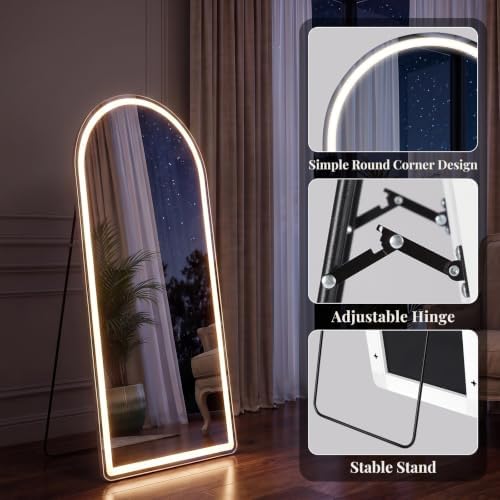 16"x60" Arched Full Length Mirror with Lights, Standing Mirror - Image 3