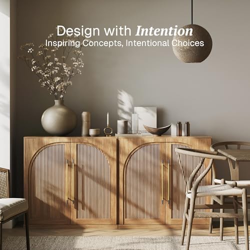 BELLEZE Set of 2 Jagger Sideboard Buffet Cabinet - Camel - Image 3