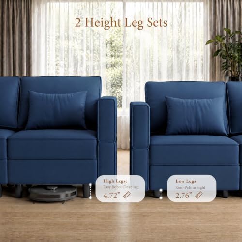 Vesgantti 92" 6 Seats Modular Sectional Sleeper Sofa with Storage, Blue - Image 6