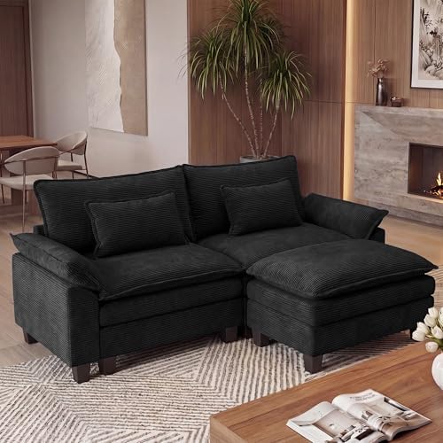 URRED Oversized Modular Sectional Sofa，Solid Black：87" L Shaped by URRED