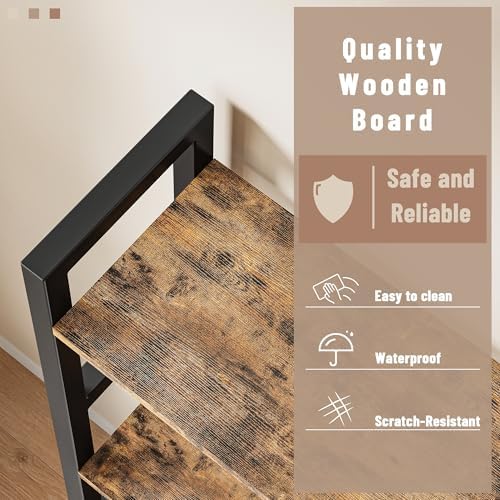 INNOD Triple 4 Tier Book Shelf, Large Industrial Bookcase with Storage Cabinet, Tall Bookshelf with Open Display Shelves Furniture for Living Room Bedroom Home Office Rustic Brown - Image 5