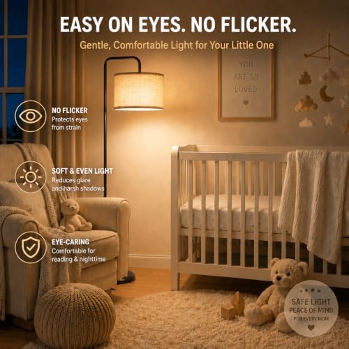 TJOY Floor Lamp, Black Standing Floor Lamp for Living Room with 3 CCT Bulb - Image 6