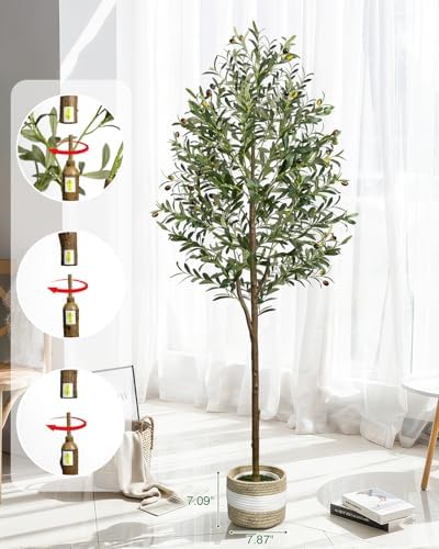 6FT Artificial Olive Tree with Basket&3PCS 18Inch Olive Branches - Image 5
