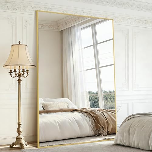Mirrorons 72"x44" Gold Full Length Mirror, Large Floor Mirror with Stand - Image 2
