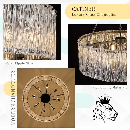 CATINER Modern 24.4" Crystal Glass Chandelier 8-Light Black Chandeliers - Image 4