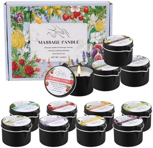 12-Pack Massage Candle Set - Low Temperature Soy Wax Melts into Silky Smooth Massage Oil, 1oz Aromatherapy Candles for Couples, Home Spa, Relaxation & Romantic Gifts (12 Scents) - Image 3