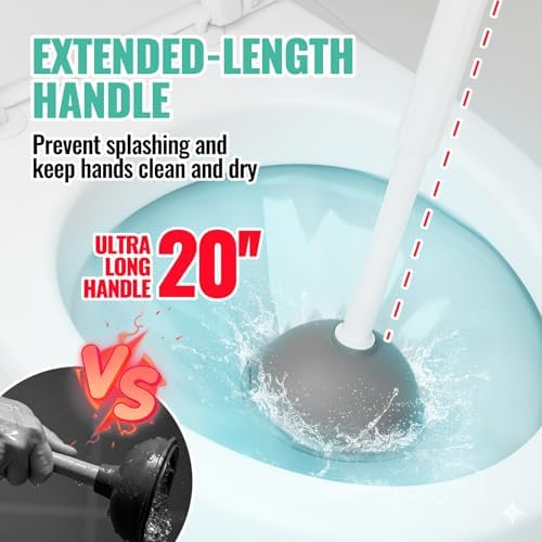 3in1 Toilet Brush and Plunger Set with Slim Crevice Tool and Holder - Image 2