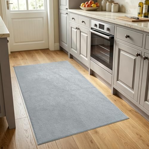 3x5 Light Grey Solid Area Rug Washable Non-Slip Soft for Bedroom Kitchen - Image 2