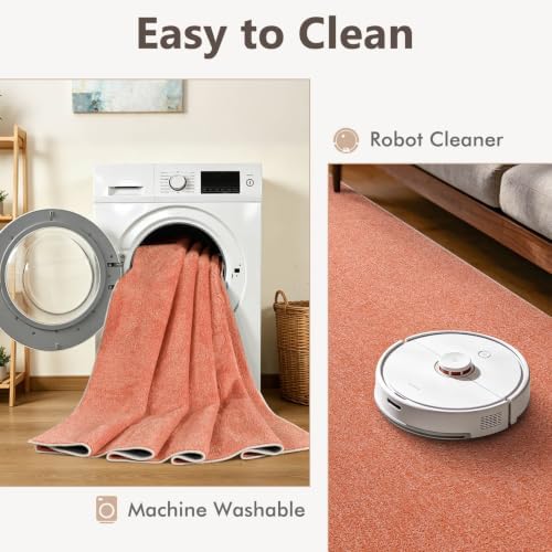 2x6 Orange/White Runner Rug Washable Non-Slip for Kitchen Hallway Bathroom - Image 6