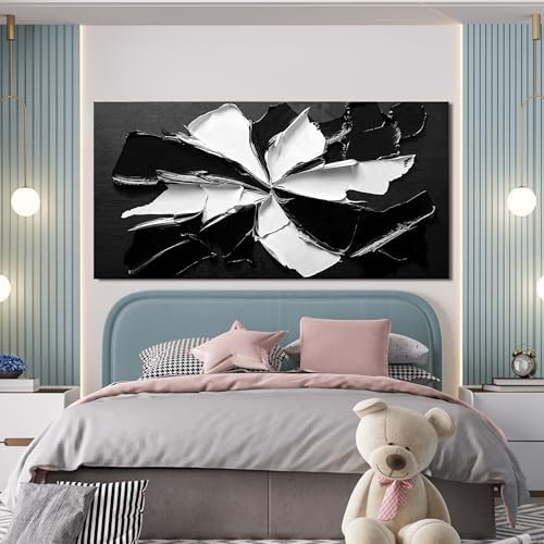 Abstract Wall Art Decorations Modern Large Wall Art for Living Room Abstract Canvas Art Wall Decor Oversized Black and White Wall Art Prints Flowers Artwork for Walls Office Home Decor 29" X 58" - Image 4