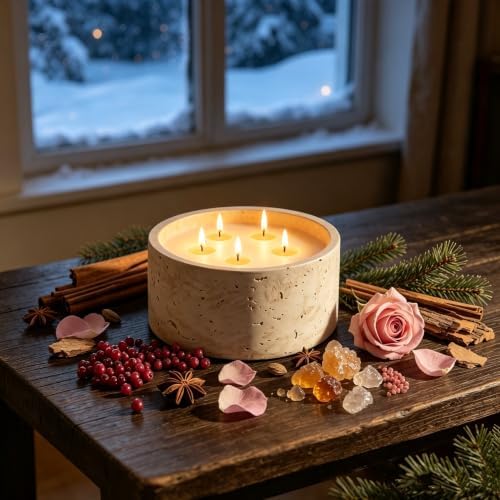 3-Wick Scented Candle-Cedarwood & Cardamom,Soy Coconut Wax Blend Candle with Acacia Wood Lid,21oz Large Candle,45-Hour Long Burning,Aromatherapy Candle for Home Decor - Image 5