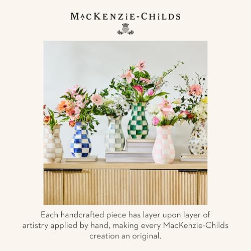MACKENZIE-CHILDS Enamel Tall Vase, Gray-and-White Sterling Check - Image 6