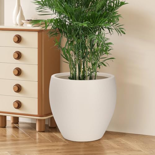 YNNICO 17.5/14.8/12.2 inch Set of 3, Large Plastic Planter with Saucer - Image 5