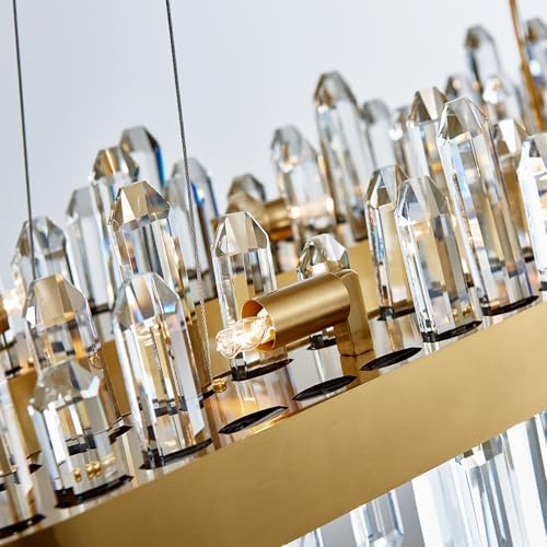 Gold Oval Crystal Chandelier L35.4 inch, 20-Lights Gold Chandeliers Modern Crystal Chandelier Pendant Light Fixture G9 Lights Pendant Ceiling Light for Dining Living Room Kitchen Island - Image 5