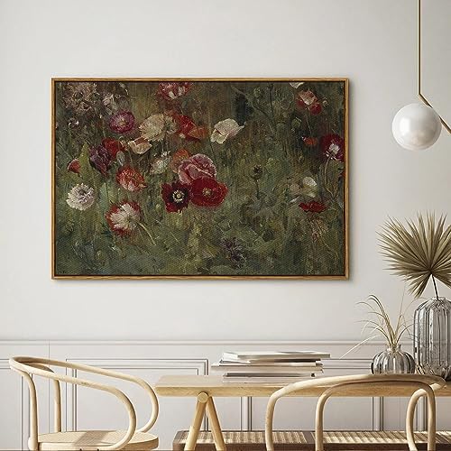 InSimSea Framed Canvas Wall Art Vintage Decor, Flowers Canvas Wall Art Modern Farmhouse Decor, Botanical Wall Art Painting for Office, Bedroom Bathroom Office home Decor, 24"x36" - Image 3