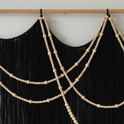 Macrame Wall Hanging Black Yarn Tapestry Boho Fiber Art Decor 57"W*43"L - Image 6