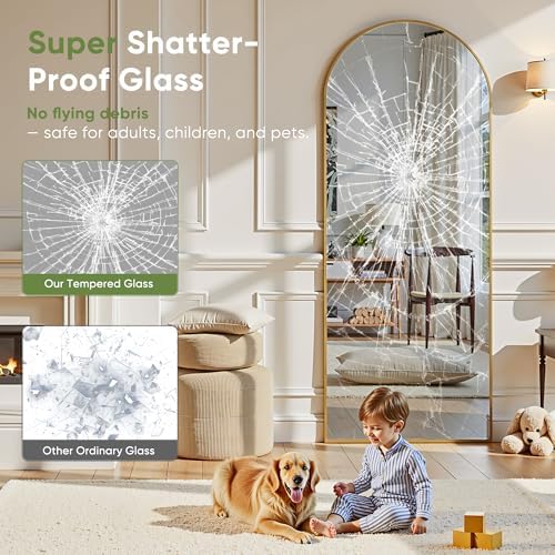 Floor Mirror,76"x33.5"Oversized Full Length Mirror with Stand, Gold - Image 6